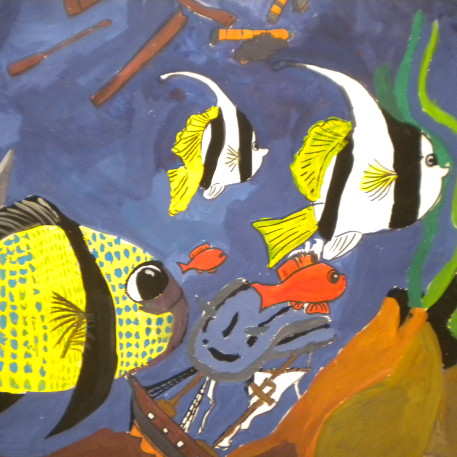 Cours de peinture Lyon, Cours enfants, Cours de dessin Lyon : Aquarium, Gouache