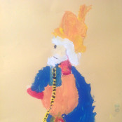 Cours de peinture enfant Lyon  Roi mage sur papier dor  Cours peinture gouache enfant Lyon